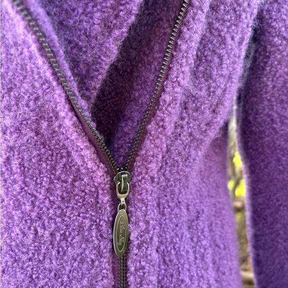 Vintage purple wool sweater coat with a beautiful curly bouclé texture. - Picture 9 of 9